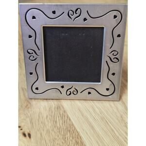 Decorative Hearts Silver Metal 4" Tabletop Picture Frame